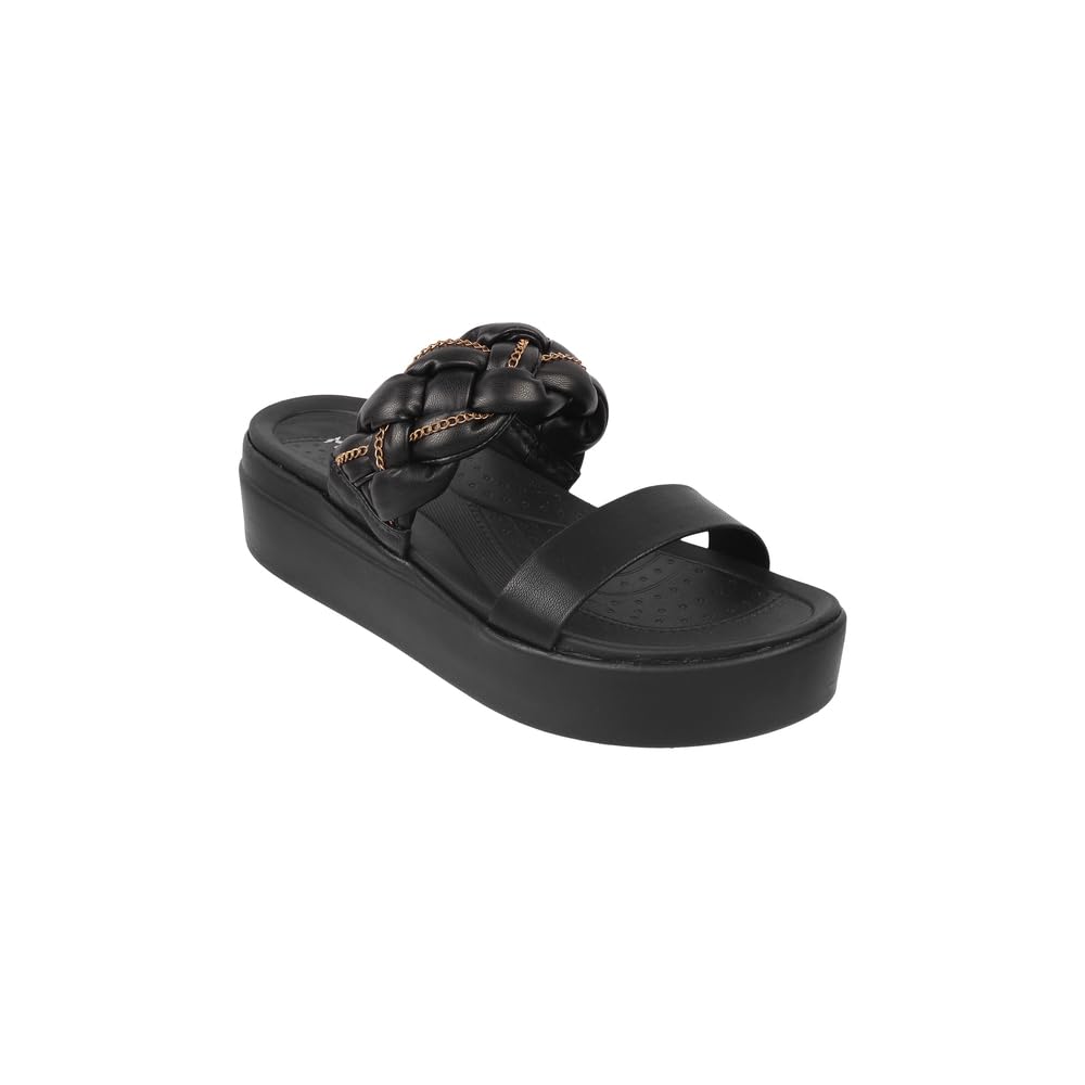 Metro Women Black Unique Weave-Like Strap Platform Heel Fashion Sandal UK/5 EU/38 (41-291)