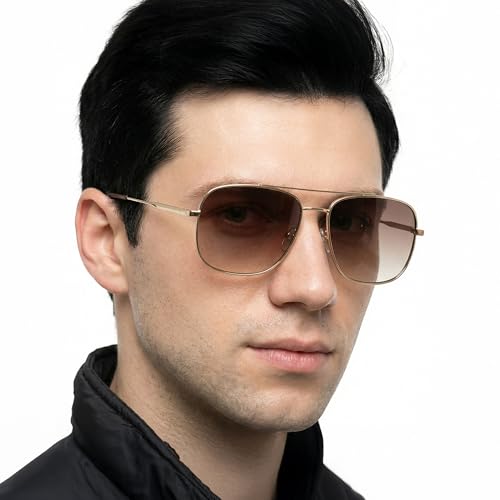 John Jacobs | UV Protection Sunglasses For Men & Women | Gold Brown Gradient Full Rim Square Medium (Size-58) JJ S12799-C3