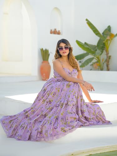 Divena Light Purple Shoulder Strap Cotton Dress