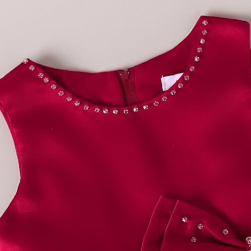 Hopscotch Girls Sleeveless Solid Magenta Party Dresses for Age (4-5 Years)