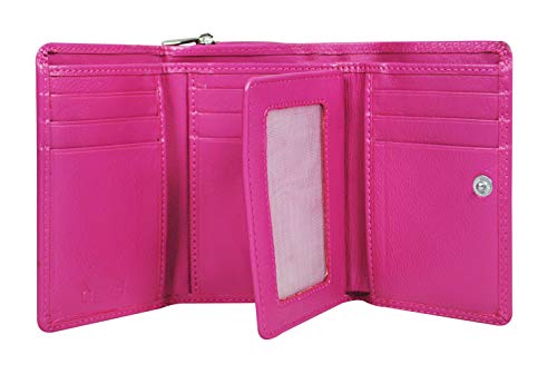 Calfnero Women's Genuine Leather Wallet-Long Purse Wallet with Multiple Card Slots, Zip Pocket and Note Compartment. (Pink)