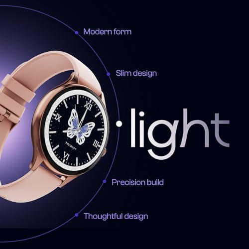 Fire-Boltt Phoenix Air Smart Watch 1.26” Round Display, Rotating Button, Wireless Charging, Ultra Lightweight Metal Body, Bluetooth Calling, Smartwatch with Silicone & Mesh Steel Straps Petal Pink