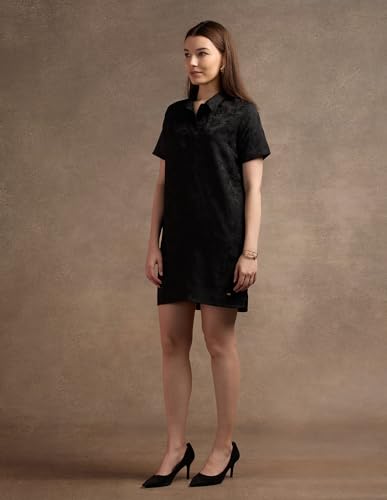 U.S. POLO ASSN. Polo Collar Jacquard Shift Dress (UWAW24DRS142_Black_XS)