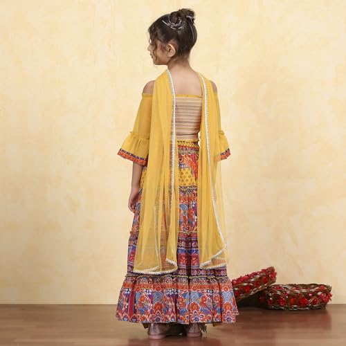 Biba Girl's Polyester Lehenga Set (KWPRSMKT6453AW25MLTI_Multicolor_2 3 Years)