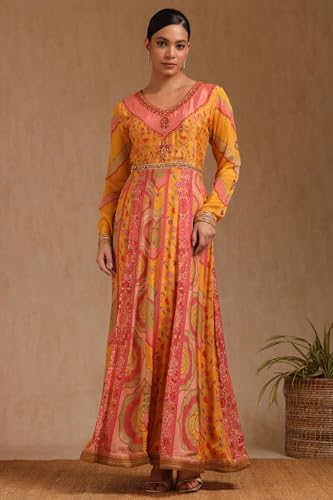 Soch Women's Viscose Floor Length Gown (EWS5CD22017_Yellow