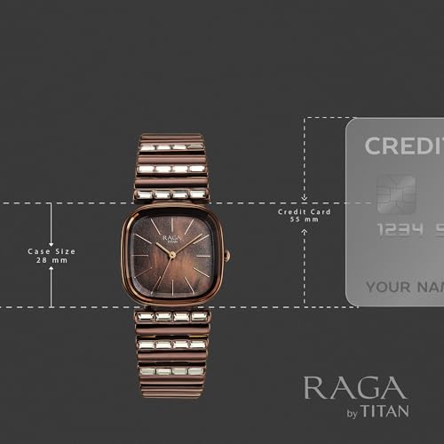 Titan Raga Glimmers Quartz Brown Shaped Dial Women's Watch | Water Resistant Watch | Watches for Women Analog - 95339QM01F