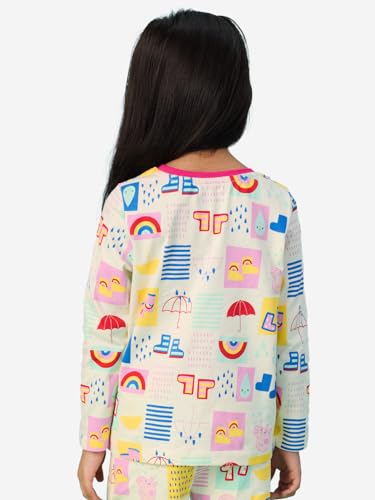 The Souled Store Official Peppa: Rainbow Splash Girls Round Neck Multicolor Graphic Printed Cotton Full Sleeve T-Shirts