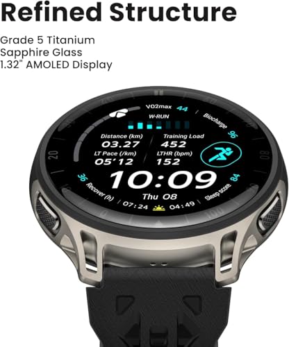 Amazfit Cheetah 2 Pro 48mm GPS Running Smartwatch, 1.32" AMOLED Display, Sapphire Glass, Ti Case, 32GB Storage, 20 Days of Battery, 5 ATM, Flashlight, Offline Maps, 170+ Sports for Android & iPhone