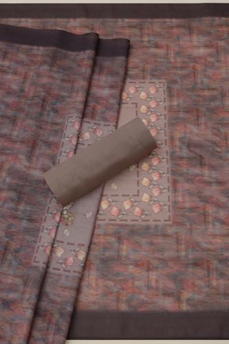 Soch Womens Turquoise Blue Chanderi Floral Print Unstitch Dress Material With Cutdana