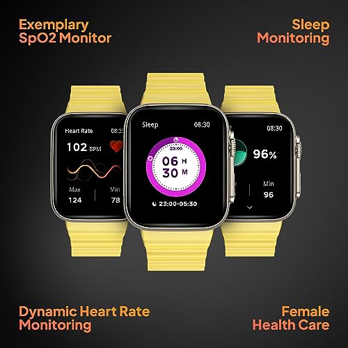 Fire-Boltt Gladiator 1.96" Biggest Display Smart Watch with Bluetooth Calling, Voice Assistant &123 Sports Modes, 8 Unique UI Interactions, SpO2, 24/7 Heart Rate Tracking (Yellow)