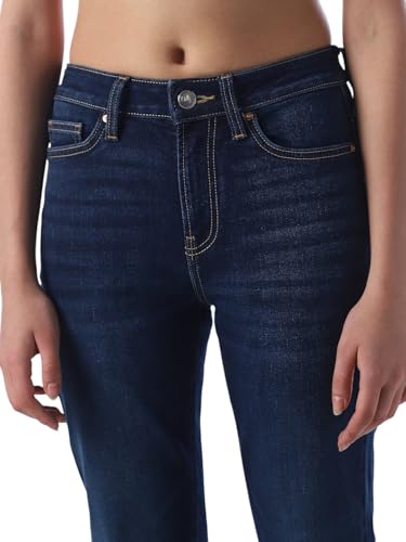 ONLY Women's Solid Bootcut Blue Jeans