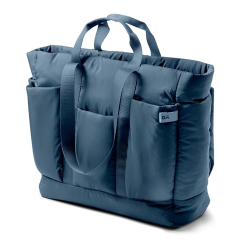 DailyObjects Idyll Tote Bag For Girls &Women | Crafted Using Soft-Touch & Water-Repellent Polyester | Polyfill Cushioning On The Inside | Holds Any Laptops Upto 14'' - Space Blue