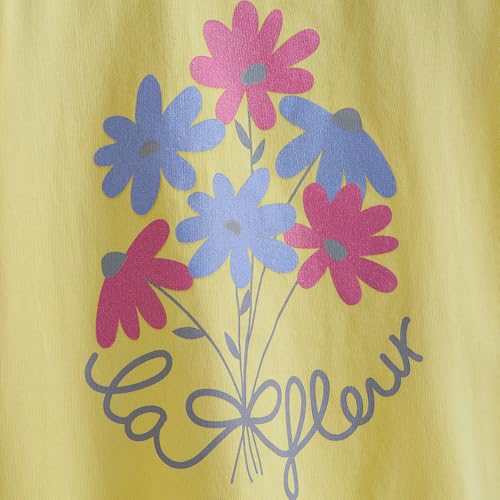 Hopscotch Girls Floral Jersey Cotton T-Shirt in Yellow Color for Age (7-8 Years)