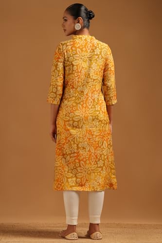 Soch Womens Mustard Desert Storm Botanical Kurta