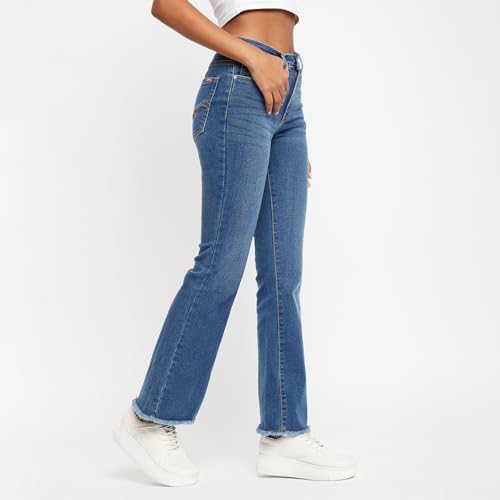 Madame Women Solid Light Blue Denim Jeans