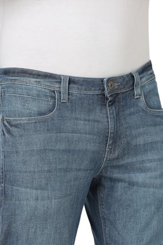 Men Blue Mid Wash Super Slim Fit Jeans