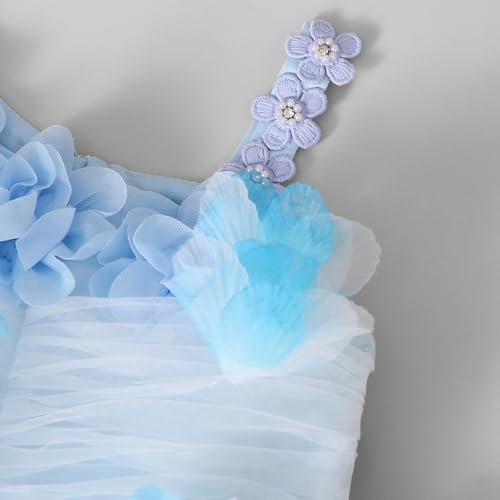 Hopscotch Girls Blue Sleeveless Butterfly Applique Gown for Age (3-4 Years)