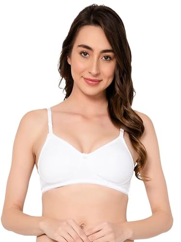 Clovia Women's Cotton Non-Padded Non-Wired Full Coverage Multiway T-Shirt Bra (BR3002T18_White_36D)