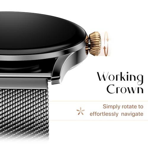 Fire-Boltt Glitz Women Smart Watch with 1.19” AMOLED Display, Bluetooth Calling, Rotating Crown, Always On Display, 1000 Nits Brightness, IP68 Waterproof Midnight Onyx