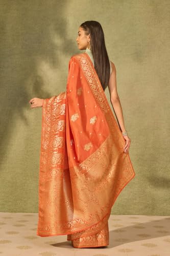 Orange Woven Pure Viscose SareeWith Unstitched Blouse( SAPP02AE1641-Orange)