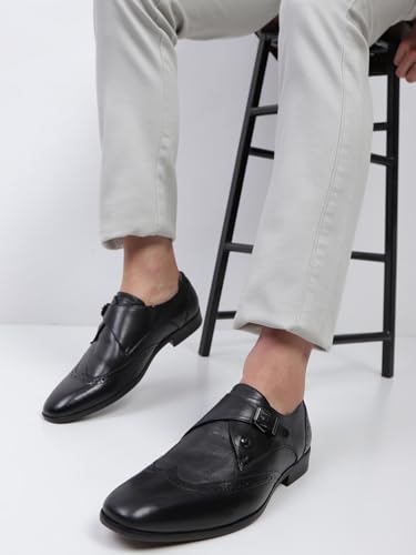 Monte Carlo Mens Black Solid Genuine Leather Monk Shoes (201816FW-2-9)