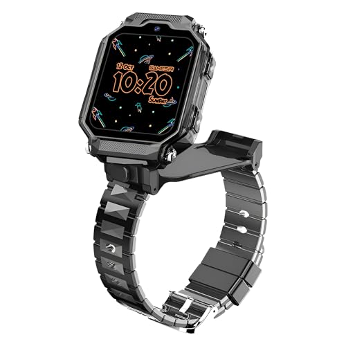 GameSir Kids Smart Watch with Dual Camara, 360° Rotating Design, HD Display, Video Calling, Chat, Rechargeable Battery & Adjustable Strap, Transparent Body for Boys & Girls - (Black)