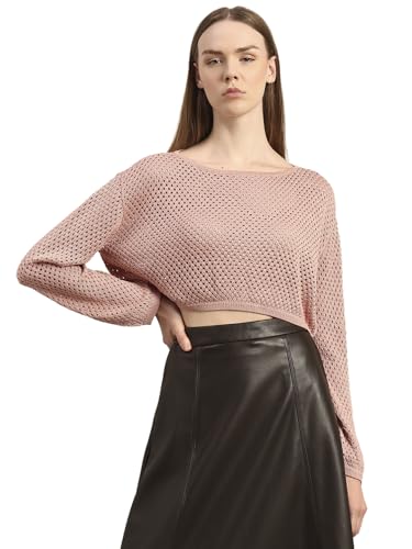 VERO MODA Women's Viscose Round Neck Sweater Ash Rose