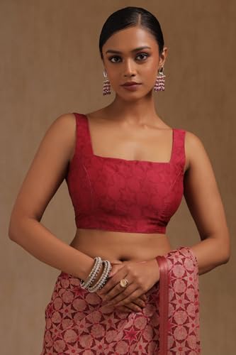 Soch Womens Wine Georgette Floral Print Saree