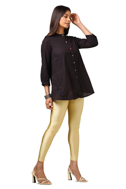 Soch Womens Gold Nylon Blend Solid Leggings