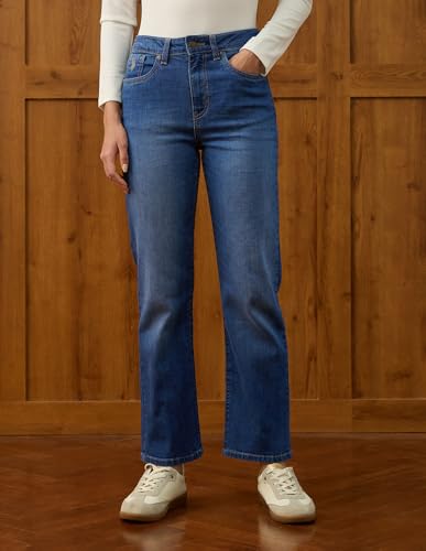 U.S. POLO ASSN. High Rise Straight Fit Jeans (UWAW25JEN447_Blue_26)