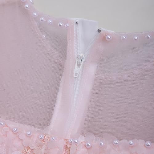 Hopscotch Girls Floral Applique Party Dress in Peach Color for Age (7-8 Years)