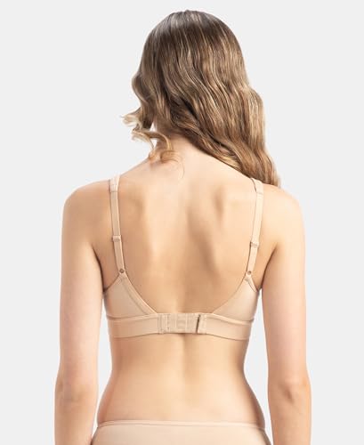 Jockey 1856 Women's Wirefree Padded Soft Touch Microfiber Elastane Stretch Full Coverage T-Shirt Bra with Longline Styling_Skin_34C