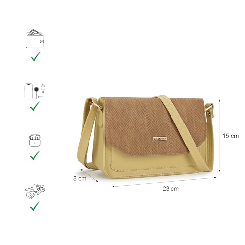 Fastrack Textured Flap Sling Bag For Women | Faux Leather Sling Bag With Magnetic Button Closure | Adjustable Shoulder Strap | Trendy Crossbody Bag For Girls | Trendy Women's Handbags