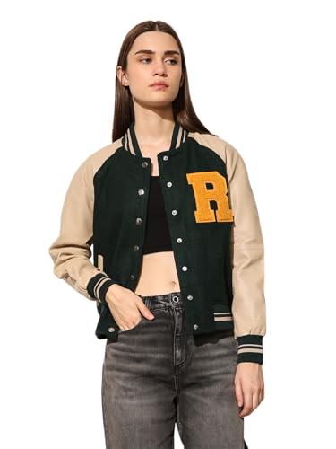 ONLY Women's Solid Loose Fit Green Jacket