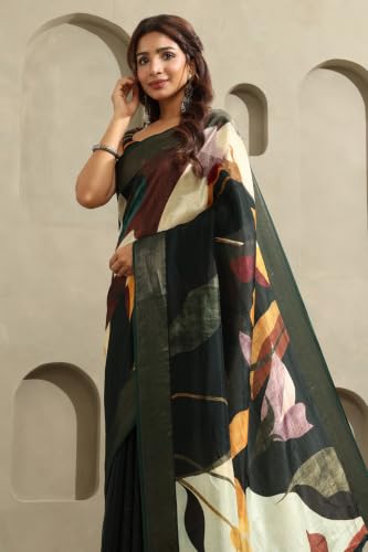Soch Womens Multicolour Viscose Botanical Printed Saree