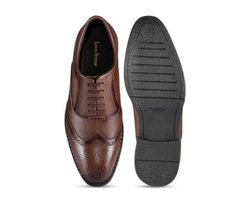 LOUIS STITCH Men’s Russet Tan Formal Lace-Up Brogue Shoes | Formal Lace-Up Shoes for Men | Business & Occasion Wear | LSVSBG-1 |UK-9