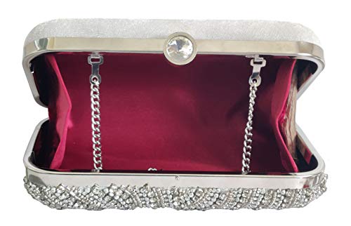 DUCHESS Women and Girls Embroidered Silver Clutch