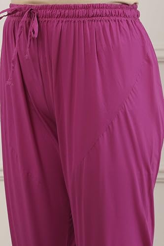 Biba Women Maroon Cotton Kalidar Suit Set_36