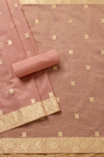 Soch Womens Peach Tissue Shimmer Woven Design Unstitched Dress Material With Sequins