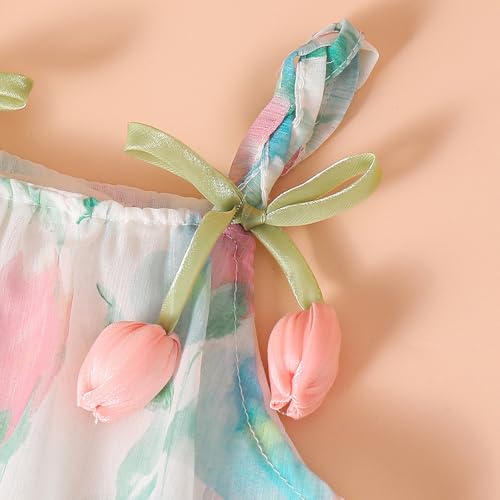 Hopscotch Girls Sleeveless White Watercolor Floral Bodysuit For Ages (9-12 Months)
