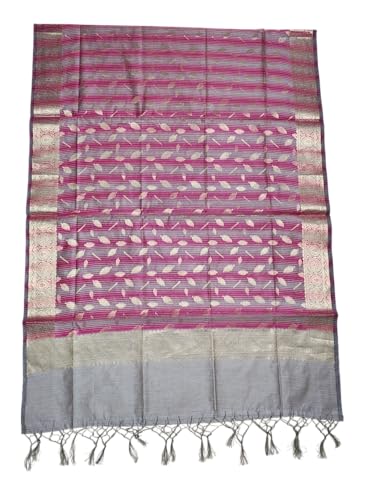 Ivikta Banarasi Silk Unstitched Salwar Suit Set with Dupatta for Women | Rajasthani Silk Dress Material (Dark Pink)