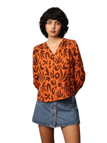 ONLY Women's Regular Fit T-Shirt (9008139-Burnt Orange_Burnt