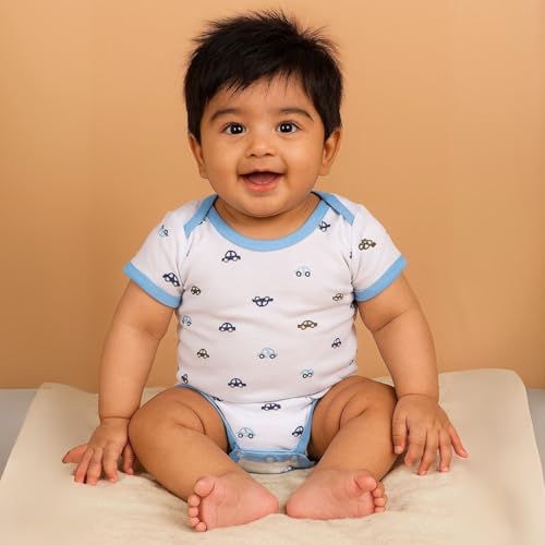 MOM'S HOME Organic cotton Baby Bodysuit | Pack of 5 | 3-6 Months