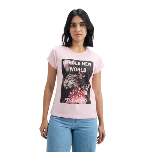 Pepe Jeans Women's Loose Fit T-Shirt (PL506161_Light Pink