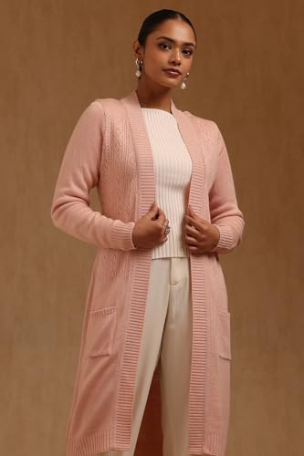 Soch Womens Peach Acrylic Knitted Winter Shrug