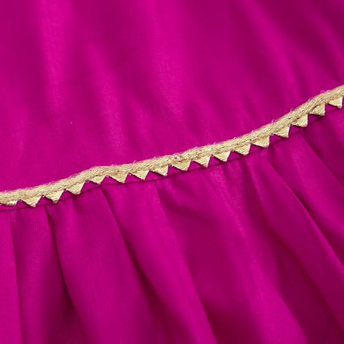 Hopscotch Hoscotch Girls Geometric Pink Short Sleeves 3 Piece Ornate Geometric Cotton Sharara Set For Ages (4-5 Years)