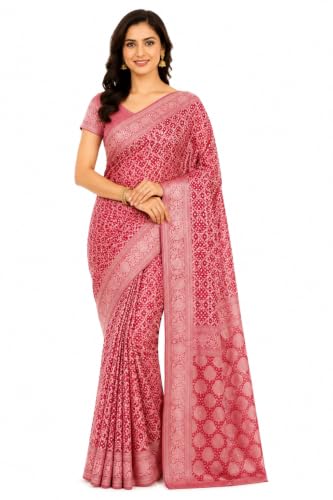 Rajasthani Look Khaddi Georgette Bandhani Saree Pink