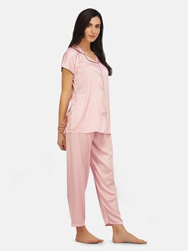 KOI SLEEPWEAR Satin Baby Pink Nightsuit for Women (XX-Large)