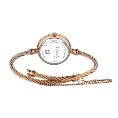 Titan Raga Spotlight 2.0 Quartz Analog 3Hands Display White Dial Textured Kada Color Strap Watch for Women - 95425WM01
