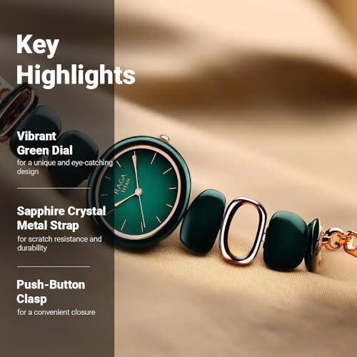 Titan Raga Ceramics Quartz Analog Green Dial Two Toned Rose Gold and Green Metal Strap Watch for Women - NS95146KD02